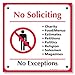 No Soliciting No Exceptions Self Adhesive Sticker Dimne, Package 4 Mil Vinyl Decal Stickers USA Made by My Sign Center Red and White