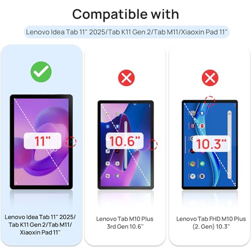 Gerutek [2 Pieces Screen Protector for Lenovo Idea Tab 11 inch 2025/Tab M11/Tab K11, (TB-336FU/336ZU/330FU/331FC), 9H, Anti-Scratch, Anti-Fingerprint, Bubble-Free, Tempered Glass for Lenovo idea tab 11