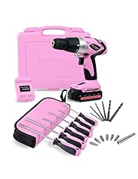 Pink Power PP181LI Kit de taladro eléctrico inalámbrico de iones de litio de 18 V y juego de destornilladores de 6 piezas para mujer