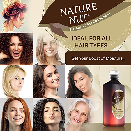 Nature Nut Dry & Damaged Hair Repair Shampoo + Hair Mask. Hypoallergenic 5 Nut Natural Blend Hydrating Formula