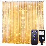 GDEALER 300 Led Window Curtain Lights with Timer Remote Control String Lights Fairy Lights for Wedding Party Bedroom 6.6x6.6ft Hanging Lights Twinkle Lights Christmas Lights Wall Decor Warm White