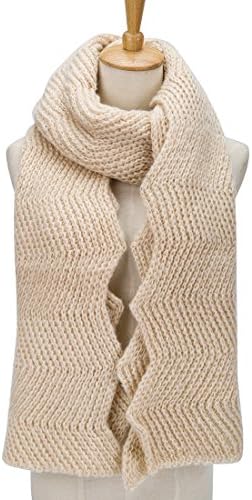 PORPRE Women's Fashion Thick Knit Long Twist Shoulder Scarf Warm Shawl (Beige)