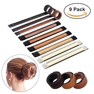 Sheevol Beauty Hair Bun Maker, Magic Bun Shaper Donut Hair Styling Making DIY Curler Roller Hairstyle Tools, French Twist Doughnuts Hair Accessories - 9 Pack