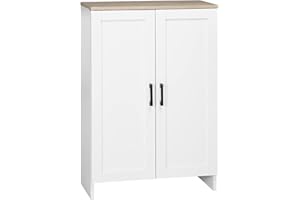 HOMCOM Modern Buffet Cabinet with Storage, 24" Narrow Sideboard, Kitchen Storage Cabinet with 2 Shaker Doors and Adjustable S