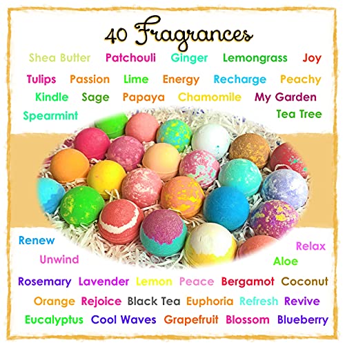 Bath Bomb Party Favors Set. 40 XL Individually Wrapped Bulk Bath Bombs