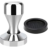 OlBuWa Coffee Tamper 49mm - Espresso Coffee Press with Silicone Tamper Mat for Home & Café