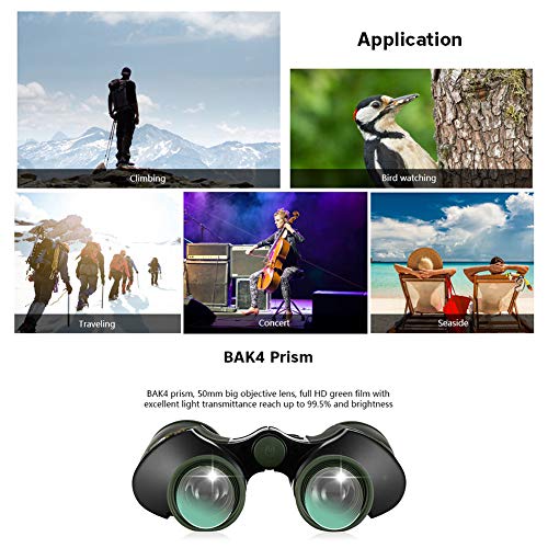 Microscopes & Endoscope,Maserfaliw Binocular Telescope,Beileshi 20x50 Mini 20X BAK4 Prism Fully Multi-coated Lens Binocular Telescope - Green - Thumbnail 4