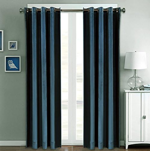 FirstHomer Solid Matt Heavy Velvet Curtain Drape Panel Blackout Super Soft Handfeel Luxury Nickle Grommet Midnight Blue 50Wx120L Inch (Set of 2 Panels)Collection Theater| Bedroom| Living Room| Hotel