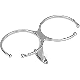 QWORK Boat Ring Cup Holder, Marine 316 Stainless Steel Double Ring Cup Drink Holder, Beverage Bottle Storage Rack, Fit Most Cups with a 3.5" Dia, for Marine Yachts Boats RV