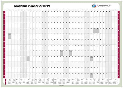 2019/20 Academic Wall Year Planner (3 sizes), September 2019 to August 2020, very good quality, by Plannerworld (ACAD A1 - FOLDED)