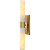 Hemali 23" Antique Brass Wall Sconce with Bronze-Colored Marble - Rust-Resistant Vintage Mirror Lighting for Bathroom & Vanit