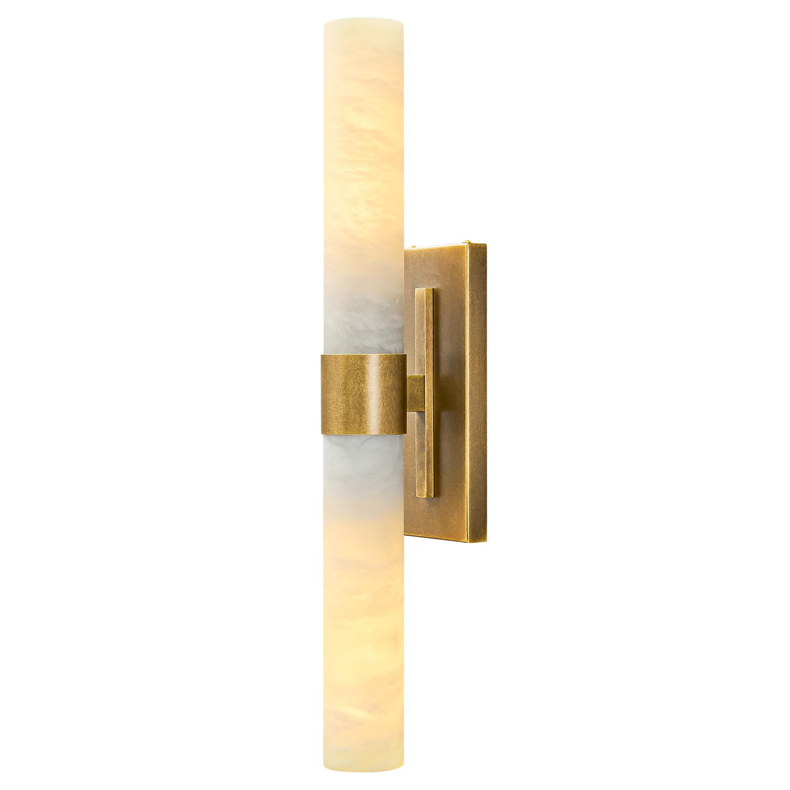 Photo 1 of Hemali 23" Antique Brass Wall Sconce with Bronze-Colored Marble - Rust-Resistant Vintage Mirror Lighting for Bathroom & Vanity (Wall Mount)