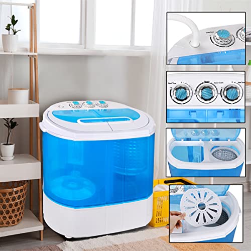 ZenStyle Portable Washer Compact Twin Tub 9.9 LB Mini Top Load Washing Machine Washer/Spinner w