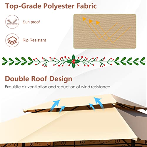 Tangkula 10x13 FT Patio Gazebo with Removable Mesh Netting & Double Roof image 11