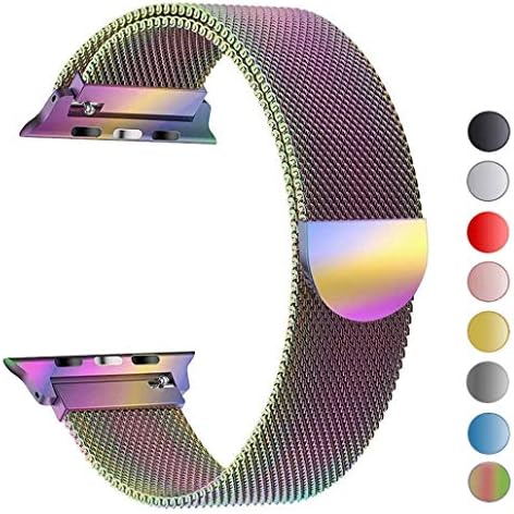 MouKou Straps for Apple Watch Series 4/3/2/1 38mm 40mm 42mm 44mm Milanese Mesh Loop with Magnetic Clasp Stainless Steel Replacement Strap