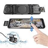 DUTERI D Mirror Dash Cam Rear View Camera Cars Video Backup Parking 24H's Monitor with Night Vision G-Sensor Waterproof 170°HD 1080P 9.66