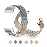 Fitbit Charge 2 Bands, Tecson Stainless Steel Metal Milanese Replacement Wristband Bracelet Strap with Magnet Lock for Fitbit Charge 2, Rose Gold, Champagne, Rose Pink, (Champagne Gold & Silver)