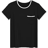 Latuza Women's Bamboo Viscose Sleep T-Shirt Soft Short Sleeve Pajama Tops