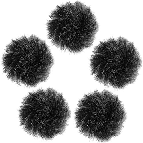 Onwon Outdoor Microphone Furry Windscreen Muff for Most Lavalier Microphones Lapel Headset Microphone Cover (5 Pack)