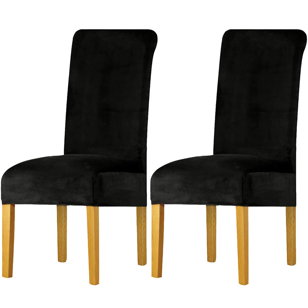 LANSHENG Dining Chair Covers Set of 2, Stretch High Back Chair Seat Protector Slipcovers, Washable Removable Kitchen Chair Covers for Dining Room (Black, Set of 2)