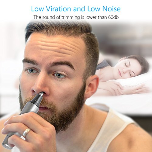 SUPRENT Men's Nose & Ear Hair Trimmer, Wet/Dry Nose Hair Clipper for Businessmen with Duck and LED Light, Waterproof Stainless Steel Rotation Blade, 1 AA Battery-Include (Gray) - Thumbnail 7
