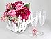 Artificial Flower Arrangement 9 Head Peony for Wedding Bridal Bouquet with Pink Rose Peonies Silk Fake Faux Flowers with Greenery Leaves Stems Table Centerpiece Ideas DIY Home Decoration Party
