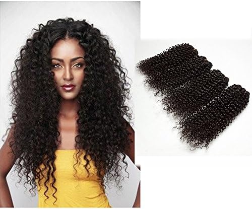 Baofu Hair Mixed Length Brazilian Kinky Curly Human Hair Extension 50g/bundle (16"16"18"18"), Natural Black Color