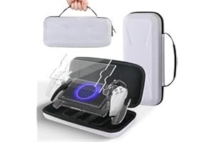 Kabinka Case for Playstation Portal holds Console,Headset and Charger Accessories. PS5 Portal PU Leather Travel Handbag with PC Clear Cover Case and 2 PS Portal Screen Protector(White)