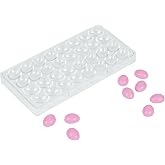 Pastry Tek 10.8 x 5.3 Inch Chocolate Shaping Mold, 1 Freezable Candy Mold - 32 Cavities, Egg-Shaped, Clear Polycarbonate Chocolate Mold, Dishwashable, Easy To Release - Restaurantware