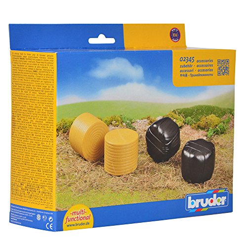 Bruder Round Hay Bales - Sorted - Wrapped and Unwrapped for Bale Wrapper (2 Piece)