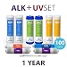 Express Water - 1 Year Alkaline Ultraviolet Reverse Osmosis System Replacement Filter Set - 11 Filters with UV and 100 GPD RO Membrane - 10 inch Size Water Filters