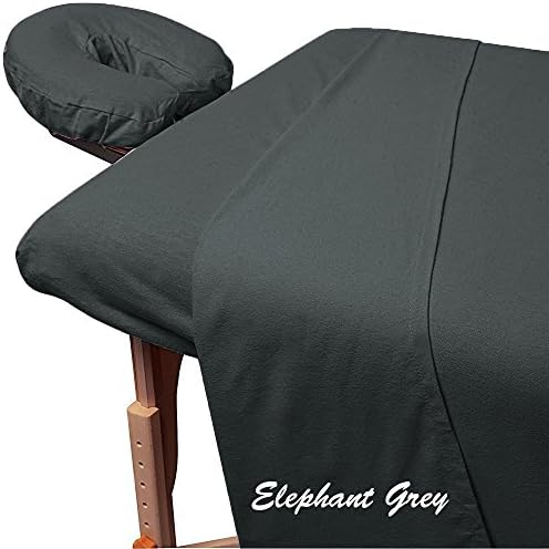Rinku Linen 500 Thread Count Egyptian Cotton 3-Piece Massage Table Spa Sheet Set Elephant Grey Solid