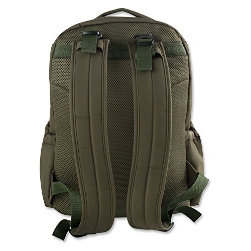 Fisher Price Diaper Bag Backpack - Signature Collection, with Cell Phone and Tablet Pockets and Stroller Clips (Olive)