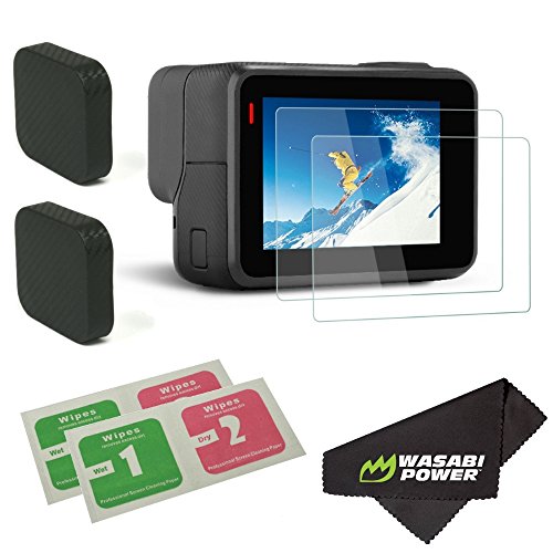 Wasabi Power Tempered Glass Screen Protector (2-Pack) and Lens Cap (2-Pack) for GoPro HERO 5, HERO5 Black