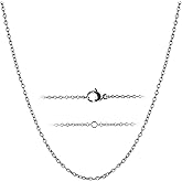 SanThree 1.5mm Pure Titanium Round O Link Chain Necklace for Women Men, Adjustable Sensitive Skin Oval Cable Chain Necklaces for Birthday Valentines Christmas New Year Gifts, 19.68"