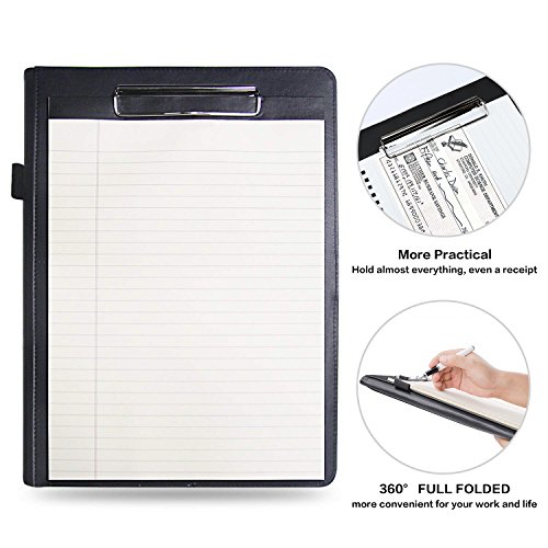 AHGXG Padfolio/Resume Portfolio Folder - Interview/Letter Document Organizer & Business Card Holder - with Letter-Sized Writing Pad Professional Gift for Business, Interview, Resume - Black
