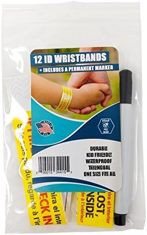 12 Pack Travel ID Bands - Wristbands for Kids - Disposable - Identification Bracelet, ID Wristband, Child ID - Travel, Field Trip, Amusement Park, Outdoor,Museum - Fits Adults & Kids - Made in USA