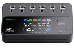 ISDT E625 6 Channels 1S lipo Charger Discharger Storage 3.70/4.20V BT2.0 PH2.0 lipo Battery compatibile for 1S Tiny Whoop FPV Racing Whoop Drone Quadcopters