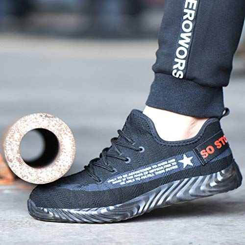 Women's Mens Steel Toe Safety Work Shoes, Casual Outdoor Athletic Slip Resistant Fashion Sports Sneakers Gray - Thumbnail 6