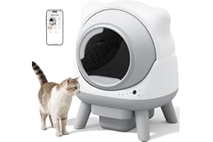 Greesum Hands-Free Automatic Cat Litter Box, APP Controlled for Large & Multi-Cat Households, Extra Large Capacity All-in-One Kit with Mat & Waste Bags