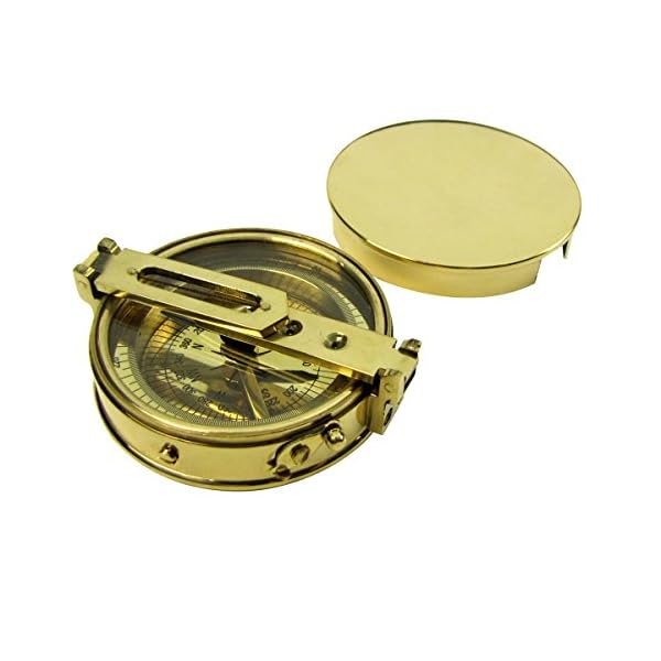 Brass-Encampment-Fortification-Survey-Compass-w-Sight-Survey-Tool