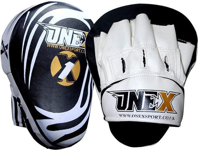 Boxing Focus Pads Punching Mitts Punch Curved Pads Strike Training Pads MMA Muay Thai Kickboxing Coaching Martial Arts Punching Hand Target Taekwondo Punch Gloves Pad (WHT/BLK)