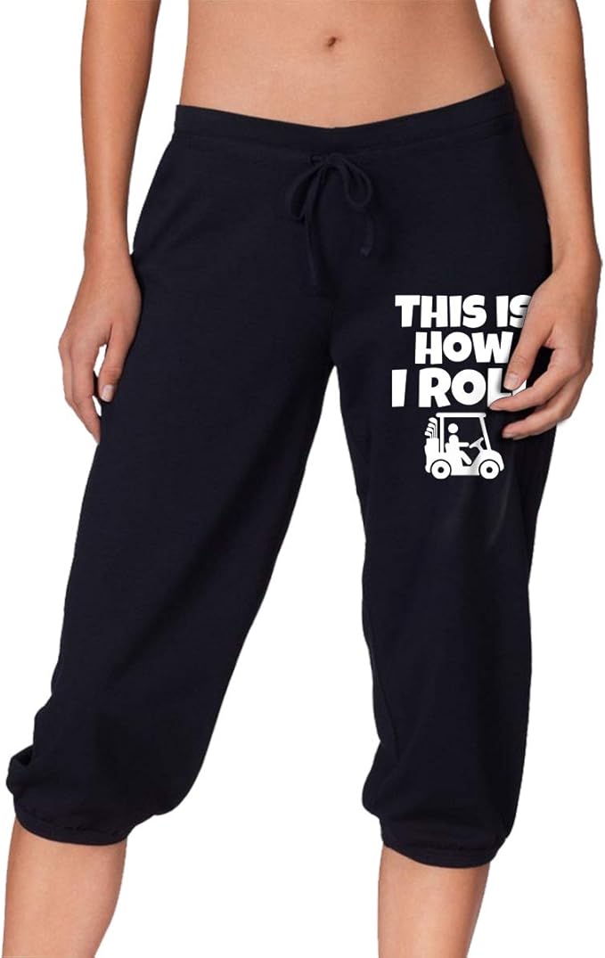 Amazon.com: SDFF2344 This is How I Roll Funny Golf Cart Women's Stretch Workout Knee Pants 