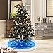 yuboo Blue Christmas Tree Skirt Fluffy, 36 inch Furry Fur Small Tree Skirt Rug with White Snowflakes Blue Christmas Decorations&Ornaments for Pencil Christmas Tree