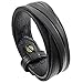 INBLUE Men's Wide Alloy Genuine Leather Bracelet Bangle Cuff Black Wrap Adjustable