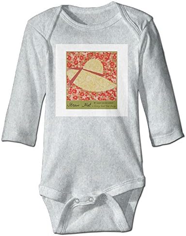 WENXIANSGTISF Straw Hat Paper Pieced Pattern Baby Conjoined Long Sleeve Romper Pure Cotton Comfortable Girl 6 M Ash