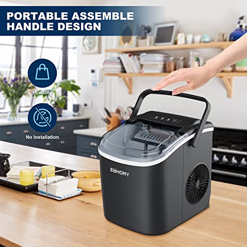 EUHOMY Ice Makers Countertop with Handle, 25.5lbs/24H, 9 Bullet Ice