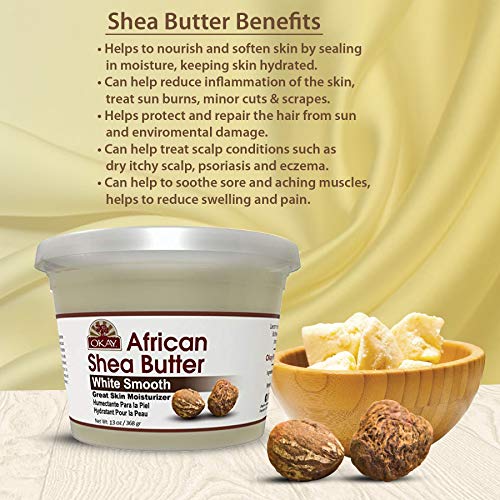 OKAY SHEA BUTTER JAR WHITE 13oz weight (16oz jar size) Black Hair