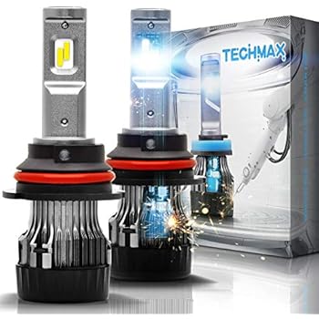 TECHMAX Mini 9007 LED Headlight Bulb,60W 10000Lm 4700Lux 6500K Cool White Extremely Bright 30mm Heatsink Base CREE Chips Hi/Lo Conversion Kit of 2