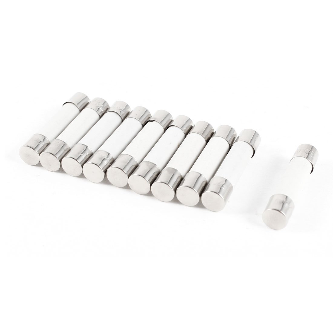 sourcingmap 10 Pcs 250V 20A 6x30mm Cylindrical Ceramic Tube Fuses Link